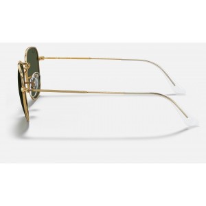 Ray Ban Round Frank Legend RB3857 Classic G-15 And Gold Frame Green Classic G-15 Lens