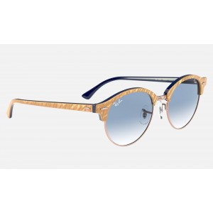 Ray Ban Clubround Marble RB4246 Gradient And Wrinkled Beige Frame Light Blue Gradient Lens