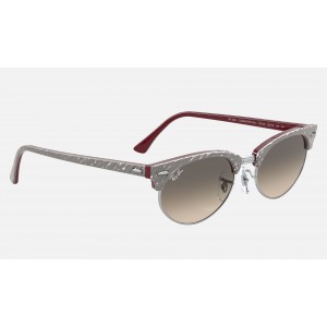 Ray Ban Clubmaster Oval RB3946 Gradient And Wrinkled Light Grey Frame Light Grey Gradient Lens