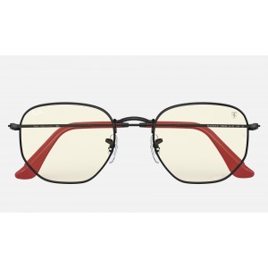 Ray Ban Everglasses Hexagonal Scuderia Ferrari Collection RB3548 Clear Photocromic With Blue-Light Filter Black