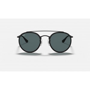 Ray Ban Round Double Bridge RB3647 Classic And Black Frame Blue-Gray Classic Lens