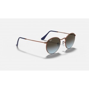 Ray Ban Round Metal RB3447 Gradient And Bronze-Copper Frame Blue-Brown Gradient Lens