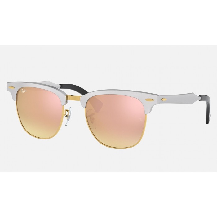 Ray Ban Clubmaster Aluminum Flash Lenses Gradient RB3507 Gradient Flash And Silver Frame Rose Gold Lens