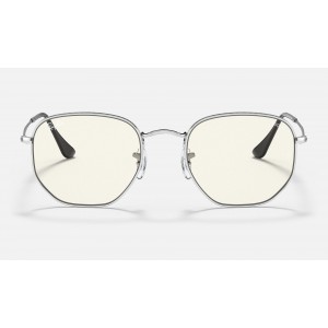 Ray Ban Hexagonal Blue-Light Clear Evolve RB3548 Clear Photocromic With Blue-Light Filter Silver