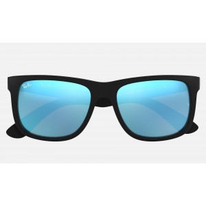 Ray Ban Justin Color Mix Low Bridge Fit RB4165 Mirror And Black Frame Blue Mirror Lens