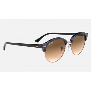 Ray Ban Clubmaster Clubround Fleck RB4246 Gradient And Spotted Brown And Blue Frame Light Brown Gradient Lens