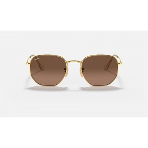 Ray Ban Hexagonal Flat Lenses RB3548 Gradient And Gold Frame Brown Gradient Lens