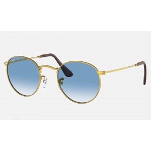 Ray Ban Round Metal Collection RB3447 Light Blue Gradient Gold