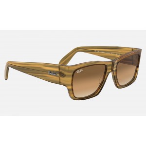 Ray Ban Nomad RB2187 Gradient And Striped Yellow Frame Light Brown Gradient Lens