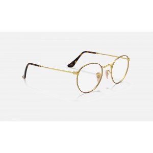 Ray Ban Round Metal Optics RB3447 Demo Lens And Tortoise Gold Frame Clear Lens