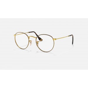 Ray Ban Round Metal Optics RB3447 Demo Lens And Tortoise Gold Frame Clear Lens