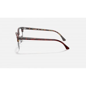 Ray Ban Clubmaster Optics RB5154 Demo Lens And Red Havana Frame Clear Lens