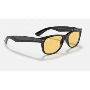 Ray Ban New Wayfarer Color Mix Low Bridge Fit RB2132 Classic And Black Frame Yellow Classic Lens