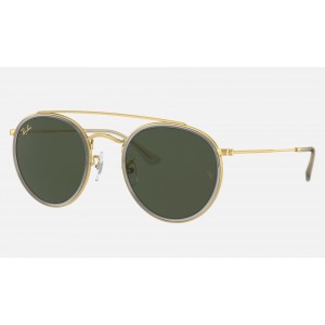 Ray Ban Round Double Bridge Legend RB3647 Classic G-15 And Shiny Gold Frame Green Classic G-15 Lens