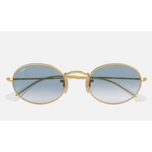 Ray Ban Round Oval Flat Lenses RB3547 Gradient And Gold Frame Light Blue Gradient Lens