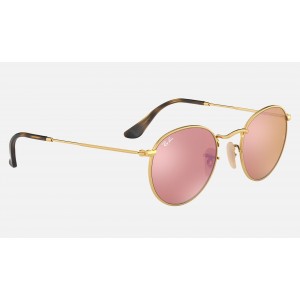 Ray Ban Round Flat Lenses RB3447 Flash And Gold Frame Copper Flash Lens