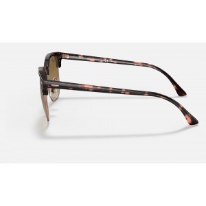 Ray Ban Clubmaster Fleck RB3016 Gradient And Pink Havana Frame Light Brown Gradient Lens