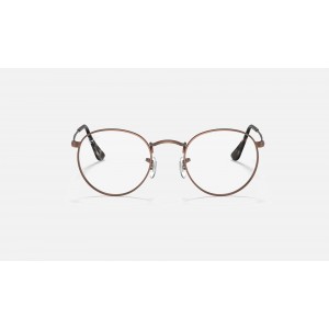 Ray Ban Round Metal Optics RB3447 Demo Lens And Brown Frame Clear Lens
