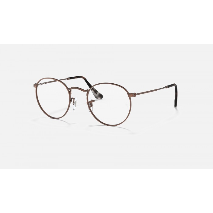 Ray Ban Round Metal Optics RB3447 Demo Lens And Brown Frame Clear Lens