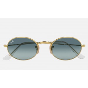 Ray Ban Round Oval RB3547 Gradient And Gold Frame Blue Gradient Lens