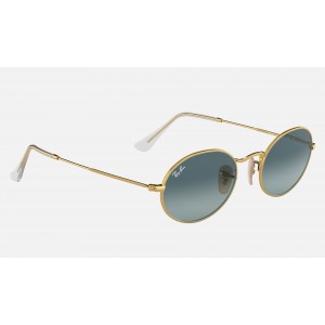 Ray Ban Round Oval RB3547 Gradient And Gold Frame Blue Gradient Lens