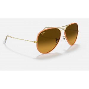 Ray Ban Aviator Full Color Legend RB3025 Brown Gradient Yellow