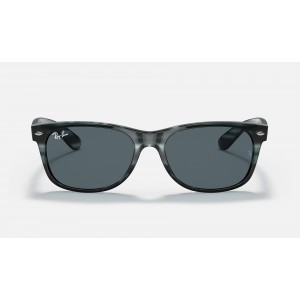 Ray Ban New Wayfarer Color Mix Low Bridge Fit RB2132 Classic And Striped Blue Frame Blue Classic Lens