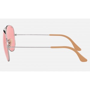 Ray Ban Aviator Washed Evolve RB3025 Pink Photochromic Evolve Silver