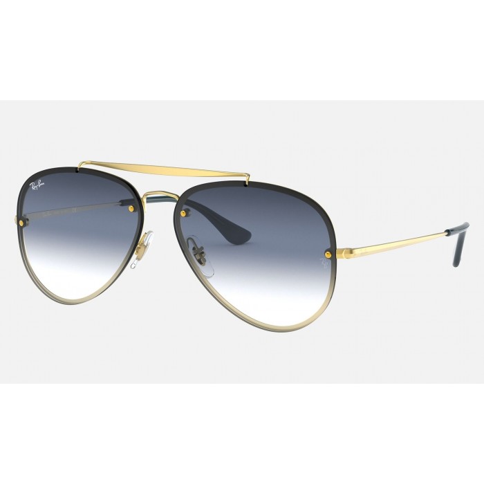 Ray Ban Blaze Aviator RB3584 Blue Gradient Mirror Gold With Black