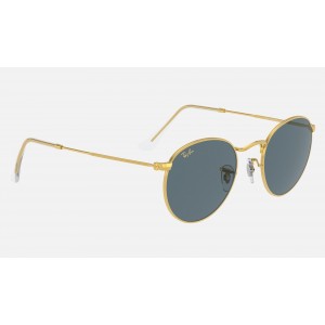 Ray Ban Round Metal Legend RB3447 Classic And Shiny Gold Frame Blue Classic Lens