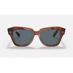 Ray Ban State Street Collection RB2132 Blue Classic Havana On Transparent Beige