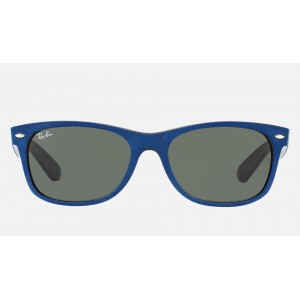 Ray Ban New Wayfarer With Alcantara RB2132 Classic G-15 And Blue Frame Green Classic G-15 Lens