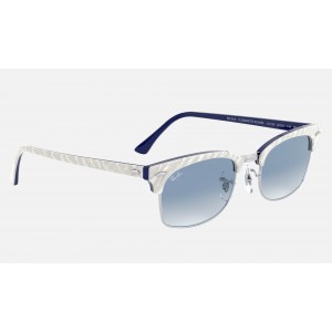 Ray Ban Clubmaster Square RB3916 Gradient And Wrinkled Light Grey Frame Light Blue Gradient Lens
