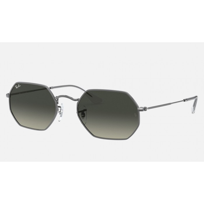 Ray Ban Round Octagonal Classic RB3556 Gradient And Gunmetal Frame Grey Gradient Lens