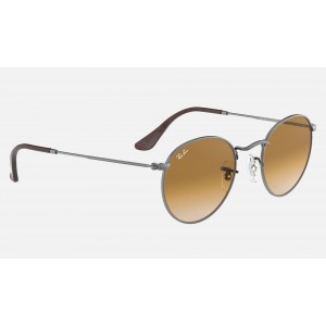 Ray Ban Round Flat Lenses RB3447 Gradient And Gunmetal Frame Light Brown Gradient Lens