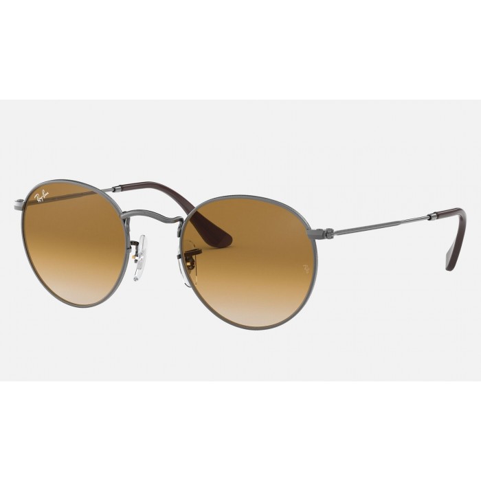 Ray Ban Round Flat Lenses RB3447 Gradient And Gunmetal Frame Light Brown Gradient Lens