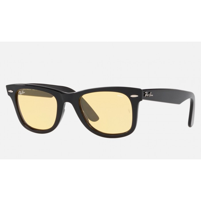 Ray Ban Wayfarer Washed Evolve - Exclusive Edition RB2140 Yellow Photochromic Evolve Black