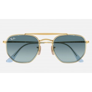 Ray Ban Round Marshal Ii RB3648 Gradient And Gold Frame Blue Gradient Lens