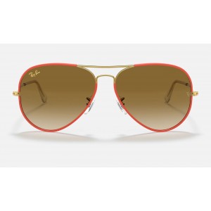 Ray Ban Aviator Full Color Legend RB3025 Light Brown Gradient Red