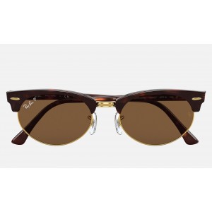 Ray Ban Clubmaster Oval RB3946 Polarized Classic B-15 And Mock Tortoise Frame Brown Classic B-15 Lens
