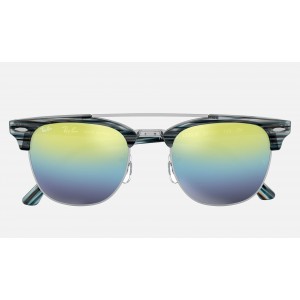Ray Ban Clubmaster Double Bridge RB3816 Gradient Mirror And Blue Frame Blue Gradient Mirror Lens