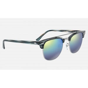 Ray Ban Clubmaster Double Bridge RB3816 Gradient Mirror And Blue Frame Blue Gradient Mirror Lens
