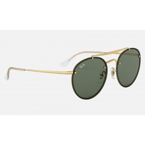 Ray Ban Round Blaze Round Double Bridge RB3614 Classic And Gold Frame Green Classic Lens
