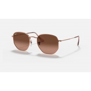 Ray Ban Hexagonal Flat Lenses RB3548 Gradient And Bronze-Copper Frame Brown Gradient Lens