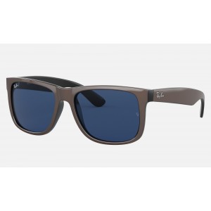 Ray Ban Justin Color Mix Low Bridge Fit RB4165 Classic And Brown Frame Dark Blue Classic Lens