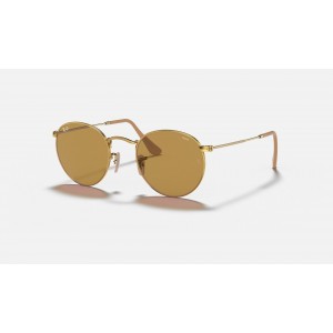 Ray Ban Round Washed Evolve RB3447 Photochromic Evolve And Gold Frame Brown Photochromic Evolve Lens