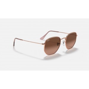 Ray Ban Round Hexagonal Flat Lenses RB3548 Gradient And Bronze-Copper Frame Brown Gradient Lens